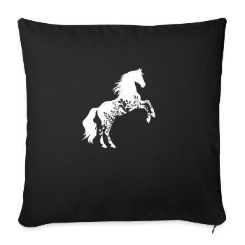 Cheval floral - Housse de coussin décorative 45 x 45 cm - noir - Devant