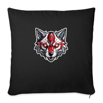 loup tatouage - Housse de coussin décorative 45 x 45 cm - noir - Devant