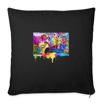Graffiti Street Art T-Shirt - Housse de coussin décorative 45 x 45 cm - noir - Devant