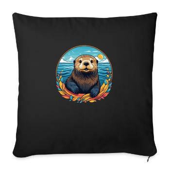 Sea Otter - Sofa pillowcase 17,3'' x 17,3'' (45 x 45 cm) - black - Front