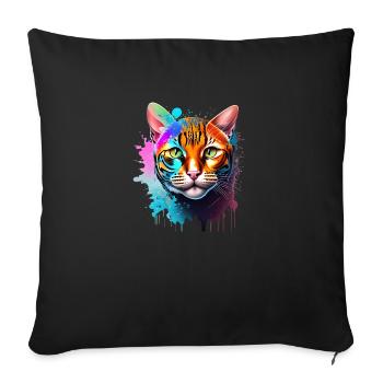 Cat, Pet, Kitten, Cat Owner, Domestic Cat - Sofa pillowcase 17,3'' x 17,3'' (45 x 45 cm) - black - Front