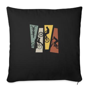 Vélo rétro vintage - Housse de coussin décorative 45 x 45 cm - noir - Devant
