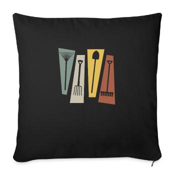 Jardinage rétro vintage - Housse de coussin décorative 45 x 45 cm - noir - Devant