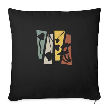 Champignons rétro vintage - Housse de coussin décorative 45 x 45 cm - noir - Devant
