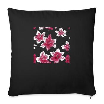 Fleurs hawaïennes - Housse de coussin décorative 45 x 45 cm - noir - Devant