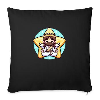 Jésus mignon méditant - Housse de coussin décorative 45 x 45 cm - noir - Devant