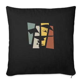 Paragliding rétro vintage - Housse de coussin décorative 45 x 45 cm - noir - Devant