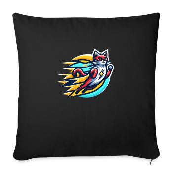 Flash Cat - Le chat aux super-pouvoirs - Housse de coussin décorative 45 x 45 cm - noir - Devant
