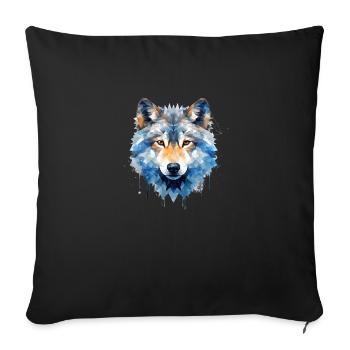 Loup géométrique - Housse de coussin décorative 45 x 45 cm - noir - Devant