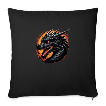 Schwarzer Drache - Sofakissenbezug 45 x 45 cm - Schwarz - Vorne