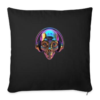 Chromatischer Alien-Kopf mit Kopfhörern - Sofakissenbezug 45 x 45 cm - Schwarz - Vorne