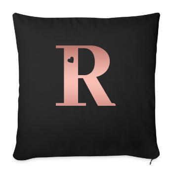 letter R rose gold - Sofa pillowcase 17,3'' x 17,3'' (45 x 45 cm) - black - Front