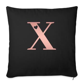letter X rose gold - Sofa pillowcase 17,3'' x 17,3'' (45 x 45 cm) - black - Front