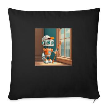 cute little orange futuristic vintage robot - Sofa pillowcase 17,3'' x 17,3'' (45 x 45 cm) - black - Front