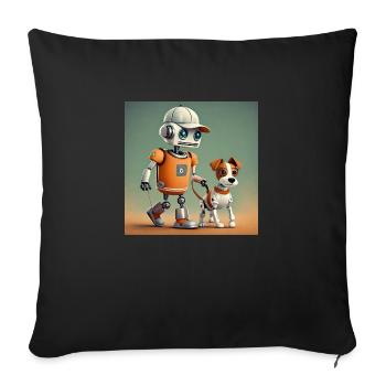 cute little orange futuristic vintage robots - Sofa pillowcase 17,3'' x 17,3'' (45 x 45 cm) - black - Front