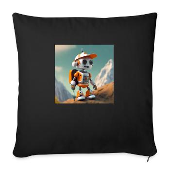 cute little orange robot is rockclimbing - Sofa pillowcase 17,3'' x 17,3'' (45 x 45 cm) - black - Front