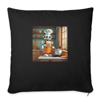 mignon petit robot vintage futuriste orange - Housse de coussin décorative 45 x 45 cm - noir - Devant