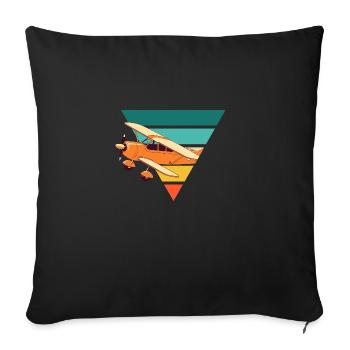 Avion vintage - idée cadeau - Housse de coussin décorative 45 x 45 cm - noir - Devant