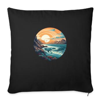 Plage rocheuse - Housse de coussin décorative 45 x 45 cm - noir - Devant