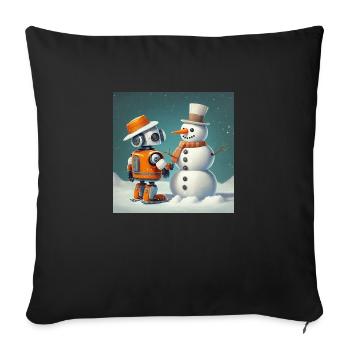 mignon petit robot vintage futuriste orange - Housse de coussin décorative 45 x 45 cm - noir - Devant