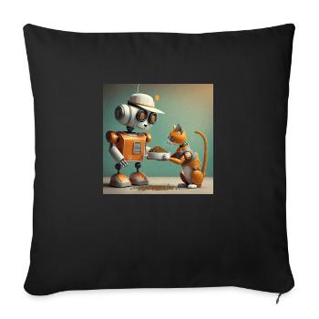 mignon petit orange futuriste vintage robots - Housse de coussin décorative 45 x 45 cm - noir - Devant