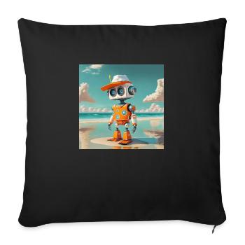 cute little orange futuristic vintage robot - Sofa pillowcase 17,3'' x 17,3'' (45 x 45 cm) - black - Front