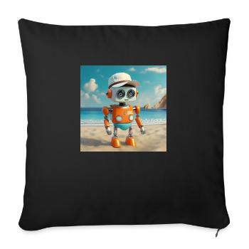 cute little orange futuristic vintage robot - Sofa pillowcase 17,3'' x 17,3'' (45 x 45 cm) - black - Front