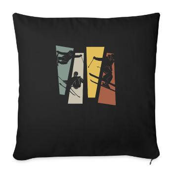 Ski rétro vintage - Housse de coussin décorative 45 x 45 cm - noir - Devant