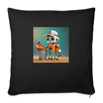 mignon petit robot vintage futuriste orange - Housse de coussin décorative 45 x 45 cm - noir - Devant