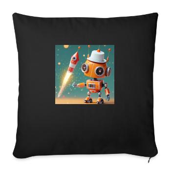 robot –is launching New Year's Eve rockets - Sofa pillowcase 17,3'' x 17,3'' (45 x 45 cm) - black - Front