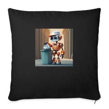 cute little orange futuristic vintage robot - Sofa pillowcase 17,3'' x 17,3'' (45 x 45 cm) - black - Front