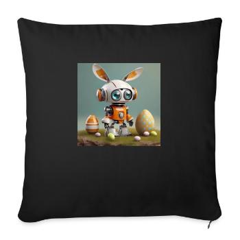 mignon petit robot vintage futuriste orange - Housse de coussin décorative 45 x 45 cm - noir - Devant