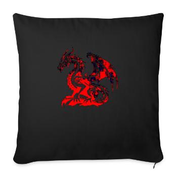 Fantasy Drache Anime Drachenkopf Mythisches Reptil - Sofakissenbezug 45 x 45 cm - Schwarz - Vorne