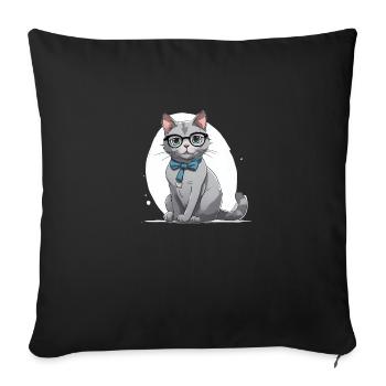 Chat docteur - Housse de coussin décorative 45 x 45 cm - noir - Devant