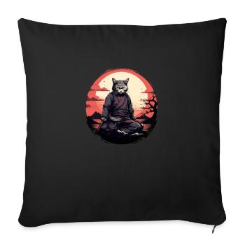 Cat samurai - Sofa pillowcase 17,3'' x 17,3'' (45 x 45 cm) - black - Front