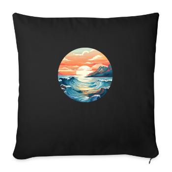 Sea waves - Sofa pillowcase 17,3'' x 17,3'' (45 x 45 cm) - black - Front