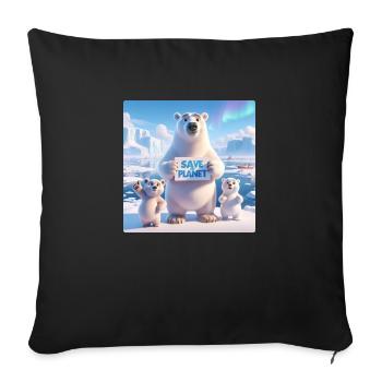 Polar Bear Family - Sofa pillowcase 17,3'' x 17,3'' (45 x 45 cm) - black - Front