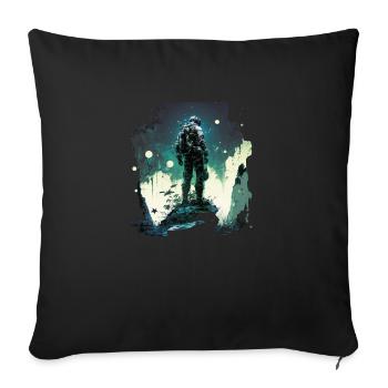 Spaceman - Sofa pillowcase 17,3'' x 17,3'' (45 x 45 cm) - black - Front