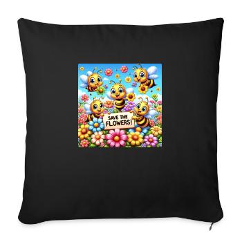 Save the Flowers - Sofa pillowcase 17,3'' x 17,3'' (45 x 45 cm) - black - Front