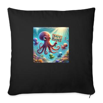 Famille des pieuvres - Housse de coussin décorative 45 x 45 cm - noir - Devant