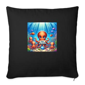Cuttlefish Family - Sofa pillowcase 17,3'' x 17,3'' (45 x 45 cm) - black - Front