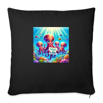 Kraken Family - Sofa pillowcase 17,3'' x 17,3'' (45 x 45 cm) - black - Front