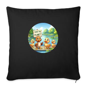 Duck Family - Sofa pillowcase 17,3'' x 17,3'' (45 x 45 cm) - black - Front