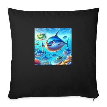 Tuna Family - Sofa pillowcase 17,3'' x 17,3'' (45 x 45 cm) - black - Front