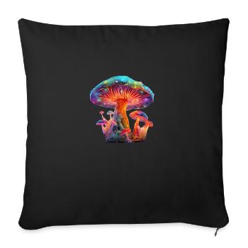 Psychedelic Mushrooms - Sofa pillowcase 17,3'' x 17,3'' (45 x 45 cm) - black - Front