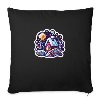 Cozy Winter Cabin: Vibrant Seasonal Artwork - Sofa pillowcase 17,3'' x 17,3'' (45 x 45 cm) - black - Front