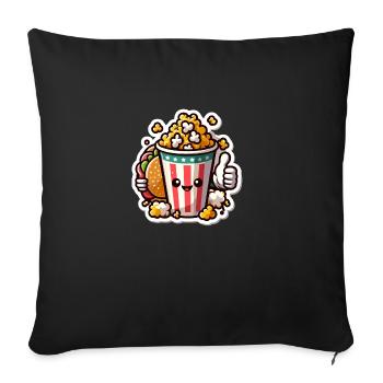 Happy Popcorn & Burger Sticker Design - Housse de coussin décorative 45 x 45 cm - noir - Devant