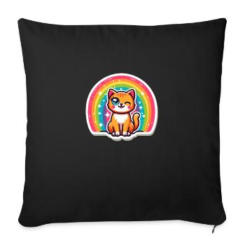 Autocollant mignon Rainbow Kitty - Housse de coussin décorative 45 x 45 cm - noir - Devant