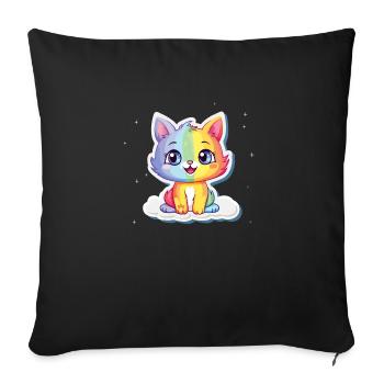 Cute Rainbow Kitten Art | Kids Room Decor - Sofa pillowcase 17,3'' x 17,3'' (45 x 45 cm) - black - Front