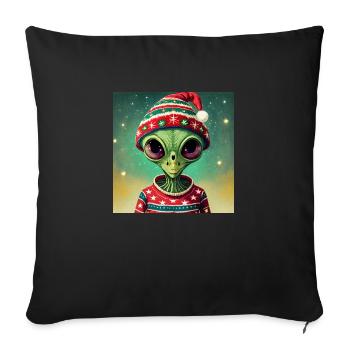 alien wearing a ugly Christmas sweater - Sofa pillowcase 17,3'' x 17,3'' (45 x 45 cm) - black - Front